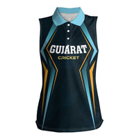 Custom Gujarat 2025 Cricket Titans Women Sleeveless Polo Shirt Aava De Race With The Titans