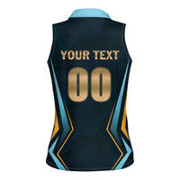 Custom Gujarat 2025 Cricket Titans Women Sleeveless Polo Shirt Aava De Race With The Titans