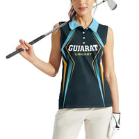 Custom Gujarat 2025 Cricket Titans Women Sleeveless Polo Shirt Aava De Race With The Titans