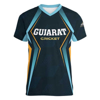 Custom Gujarat 2025 Cricket Titans Women V-Neck T-Shirt Aava De Race With The Titans