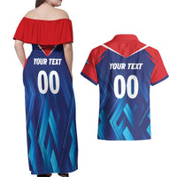 Custom Capitals Delhi 2025 Cricket Couples Matching Off Shoulder Maxi Dress and Hawaiian Shirt Fight Till The End