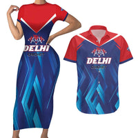 Custom Capitals Delhi 2025 Cricket Couples Matching Short Sleeve Bodycon Dress and Hawaiian Shirt Fight Till The End