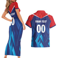Custom Capitals Delhi 2025 Cricket Couples Matching Short Sleeve Bodycon Dress and Hawaiian Shirt Fight Till The End