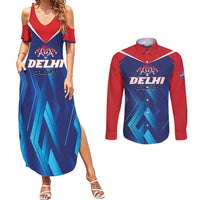 Custom Capitals Delhi 2025 Cricket Couples Matching Summer Maxi Dress and Long Sleeve Button Shirt Fight Till The End
