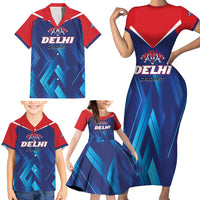 Custom Capitals Delhi 2025 Cricket Family Matching Short Sleeve Bodycon Dress and Hawaiian Shirt Fight Till The End
