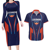 Custom Lucknow 2025 Cricket Super Giants Couples Matching Long Sleeve Bodycon Dress and Hawaiian Shirt Hum Aa Rahe Hai