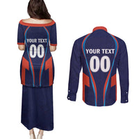 Custom Lucknow 2025 Cricket Super Giants Couples Matching Puletasi and Long Sleeve Button Shirt Hum Aa Rahe Hai