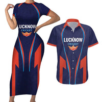 Custom Lucknow 2025 Cricket Super Giants Couples Matching Short Sleeve Bodycon Dress and Hawaiian Shirt Hum Aa Rahe Hai