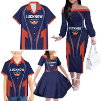 Custom Lucknow 2025 Cricket Super Giants Family Matching Off The Shoulder Long Sleeve Dress and Hawaiian Shirt Hum Aa Rahe Hai