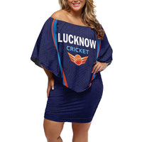 Custom Lucknow 2025 Cricket Super Giants Family Matching Off Shoulder Short Dress and Hawaiian Shirt Hum Aa Rahe Hai