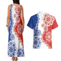 Paraguay Nanduti Traditional Lace Stylized Couples Matching Tank Maxi Dress and Hawaiian Shirt
