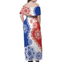 Paraguay Nanduti Traditional Lace Stylized Family Matching Off Shoulder Maxi Dress and Hawaiian Shirt