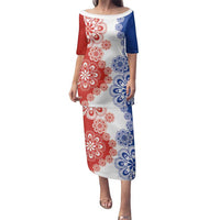 Paraguay Nanduti Traditional Lace Stylized Family Matching Puletasi and Hawaiian Shirt