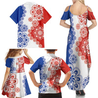 Paraguay Nanduti Traditional Lace Stylized Family Matching Summer Maxi Dress and Hawaiian Shirt