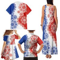 Paraguay Nanduti Traditional Lace Stylized Family Matching Tank Maxi Dress and Hawaiian Shirt