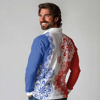 Paraguay Nanduti Traditional Lace Stylized Long Sleeve Polo Shirt