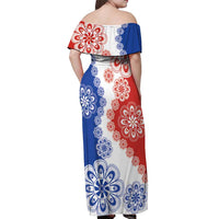 Paraguay Nanduti Traditional Lace Stylized Off Shoulder Maxi Dress