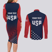 Personalized USA 2025 Archery Couples Matching Long Sleeve Bodycon Dress and Long Sleeve Button Shirt Aim Shoot Win