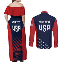 Personalized USA 2025 Archery Couples Matching Off Shoulder Maxi Dress and Long Sleeve Button Shirt Aim Shoot Win
