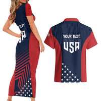 Personalized USA 2025 Archery Couples Matching Short Sleeve Bodycon Dress and Hawaiian Shirt Aim Shoot Win