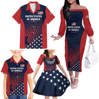 Personalized USA 2025 Archery Family Matching Off The Shoulder Long Sleeve Dress and Hawaiian Shirt Aim Shoot Win