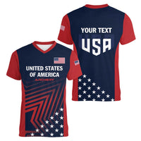 Personalized USA 2025 Archery Women V-Neck T-Shirt Aim Shoot Win