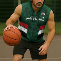 Custom Football 2026 Iraq Sleeveless Zip Hoodie Go Lions of Mesopotamia