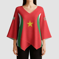 Custom Football 2026 Suriname Red Kimono Sleeve Blouse Sranankondre Fubal Pluga