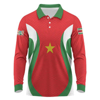 Custom Football 2026 Suriname Red Long Sleeve Polo Shirt Sranankondre Fubal Pluga