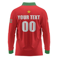 Custom Football 2026 Suriname Red Long Sleeve Polo Shirt Sranankondre Fubal Pluga