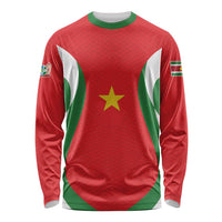 Custom Football 2026 Suriname Red Long Sleeve Shirt Sranankondre Fubal Pluga