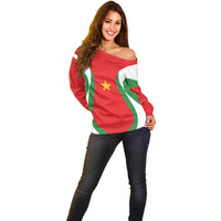 Custom Football 2026 Suriname Red Off Shoulder Sweater Sranankondre Fubal Pluga
