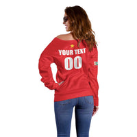 Custom Football 2026 Suriname Red Off Shoulder Sweater Sranankondre Fubal Pluga