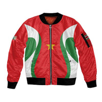 Custom Football 2026 Suriname Red Sleeve Zip Bomber Jacket Sranankondre Fubal Pluga