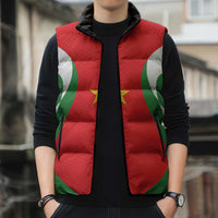 Custom Football 2026 Suriname Red Sleeveless Puffer Jacket Sranankondre Fubal Pluga