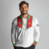 Custom Football 2026 Suriname White Long Sleeve Polo Shirt Natio Together We Rise
