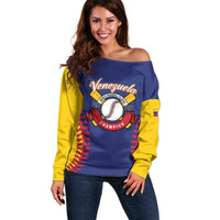 Custom Baseball 2026 Venezuela World Champion Off Shoulder Sweater Arepa Power Make History