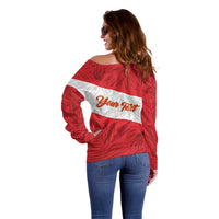 Personalized Peru Inti Off Shoulder Sweater 1822 Flag Stylized