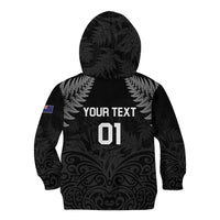 Custom New Zealand 2024 Rugby Kid Hoodie Silver Fern Aotearoa Kiwi - Wonder Print Shop
