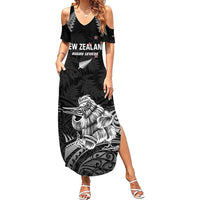 Custom New Zealand 2024 Rugby Summer Maxi Dress Silver Fern Aotearoa Kiwi - Wonder Print Shop