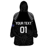 Custom New Zealand 2024 Rugby Wearable Blanket Hoodie Silver Fern Aotearoa Kiwi - Wonder Print Shop