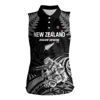Custom New Zealand 2024 Rugby Women Sleeveless Polo Shirt Silver Fern Aotearoa Kiwi - Wonder Print Shop