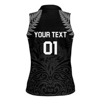 Custom New Zealand 2024 Rugby Women Sleeveless Polo Shirt Silver Fern Aotearoa Kiwi - Wonder Print Shop