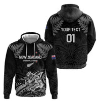 Custom New Zealand 2024 Rugby Zip Hoodie Silver Fern Aotearoa Kiwi - Wonder Print Shop