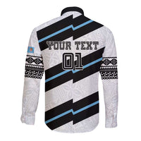 Custom Fiji 2024 Rugby Long Sleeve Button Shirt Fijian Tapa Pattern - Wonder Print Shop
