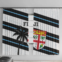 Fiji 2024 Rugby Window Curtain Fijian Tapa Pattern - Wonder Print Shop