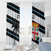 Fiji 2024 Rugby Window Curtain Fijian Tapa Pattern - Wonder Print Shop
