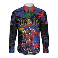 Personalized Haiti Soccer Pride Long Sleeve Button Shirt Ayiti Nan Mondyal 2026