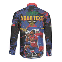 Personalized Haiti Soccer Pride Long Sleeve Button Shirt Ayiti Nan Mondyal 2026