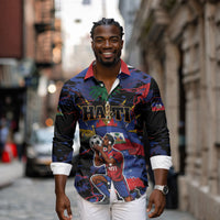 Personalized Haiti Soccer Pride Long Sleeve Button Shirt Ayiti Nan Mondyal 2026